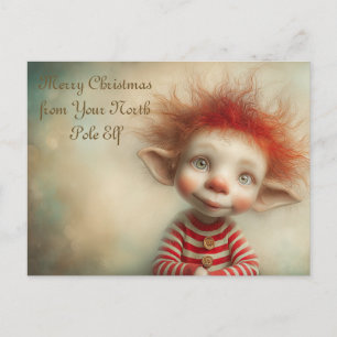Merry Christmas from Your North Pole Elf Cute Holiday Postcard