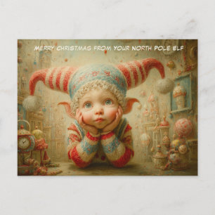 Merry Christmas from Your North Pole Elf Cute Holiday Postcard