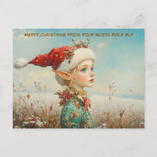 Merry Christmas from Your North Pole Elf   Cute Holiday Postcard