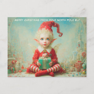 Merry Christmas from Your North Pole Elf Cute Holiday Postcard