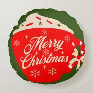 Merry Christmas Frosting Snowflakes Sprinkles   Round Cushion