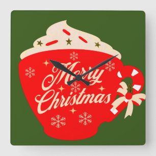 Merry Christmas Frosting Snowflakes Sprinkles    Square Wall Clock