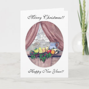Merry Christmas Fruit and Pitcher Holiday Card