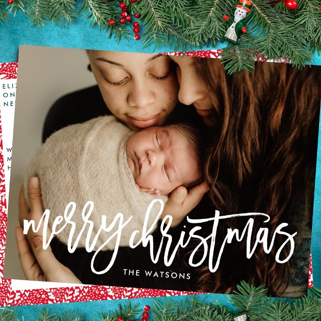 Merry Christmas Full Bleed Photo Holiday Postcard (Creator Uploaded)