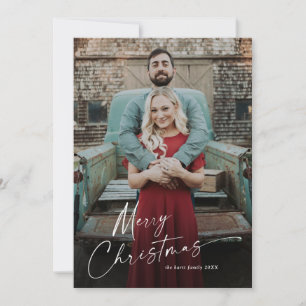 Merry Christmas full bleed portrait photo holiday Card