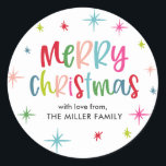 Merry Christmas Fun And Festive Colourful Holiday Classic Round Sticker<br><div class="desc">Merry Christmas Fun And Festive Colourful Holiday Classic Round Sticker</div>