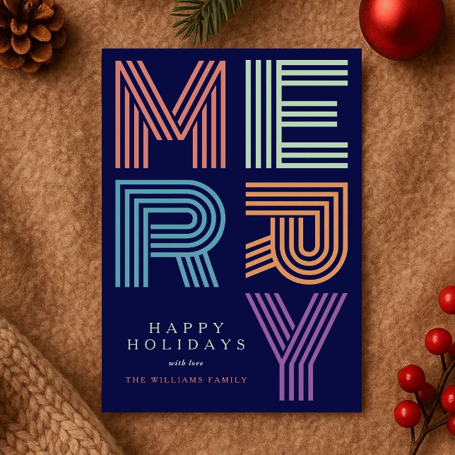 Merry Christmas Fun Bold Colourful Typography Holiday Card (Creator Uploaded)