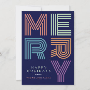 Merry Christmas Fun Bold Colourful Typography Holiday Card