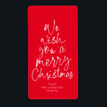 Merry Christmas fun festive red holiday gift<br><div class="desc">We wish you a Merry Christmas! This personalised Christmas gift sticker features fun and playful type on red along with room for a name. This design coordinates well with a variety of gift wrap. Find matching cards,  holiday decor and more in the collection.</div>