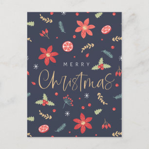 Merry Christmas Fun Floral Holiday Postcard