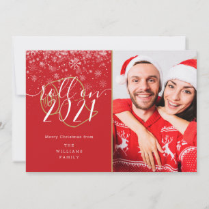 Merry Christmas Fun Roll On New Year Photo Holiday Card