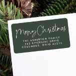 Merry Christmas fun script simple holiday address Label<br><div class="desc">Send coordinating Christmas cheer with this simple and fun holiday return address label. Designed to coordinate with the "We wish you a Merry Christmas" collection, this Christmas return address label features fun typography on a festive green background. Make your Christmas card really pop this year in the stack of mail...</div>