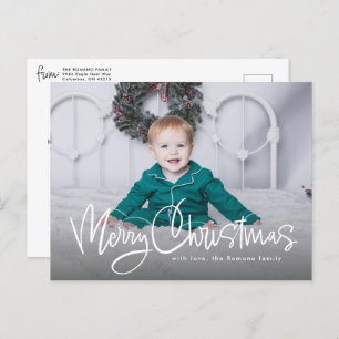 Merry Christmas fun script simple one photo Holiday Postcard