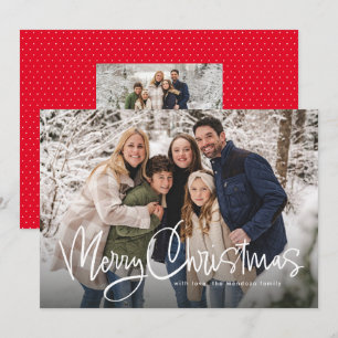 Merry Christmas fun script simple photo Holiday Card
