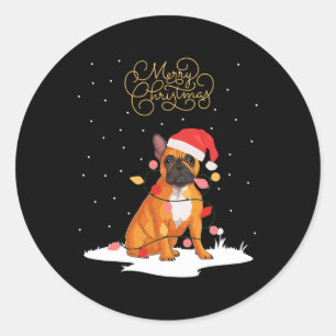 Merry Christmas Fun Xmas Christmas French Bulldog Classic Round Sticker