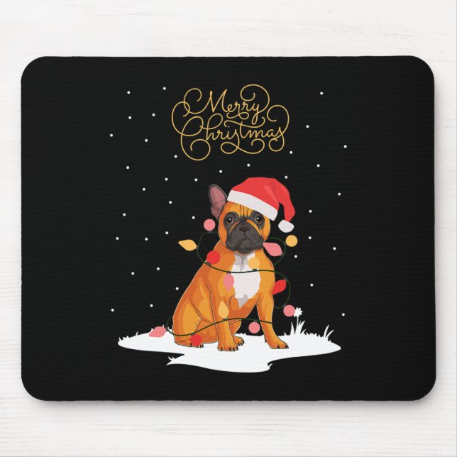 Merry Christmas Fun Xmas Christmas French Bulldog  Mouse Pad (Front)