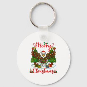 Merry Christmas Funny Bald Eagle Lover Xmas Lights Key Ring