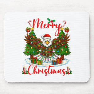 Merry Christmas Funny Bald Eagle Lover Xmas Lights Mouse Pad