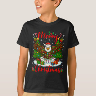 Merry Christmas Funny Bald Eagle Lover Xmas Lights T-Shirt