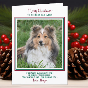 Merry Christmas Funny Best Dog Dad Ever Dog Photo Holiday Card