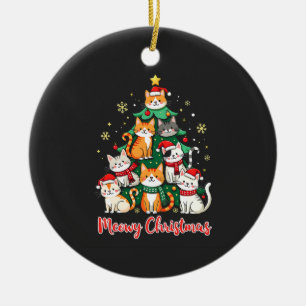 Merry Christmas Funny Catmas Kitten Xmas Tree Ceramic Tree Decoration