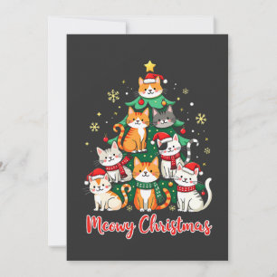 Merry Christmas Funny Catmas Kitten Xmas Tree Invitation