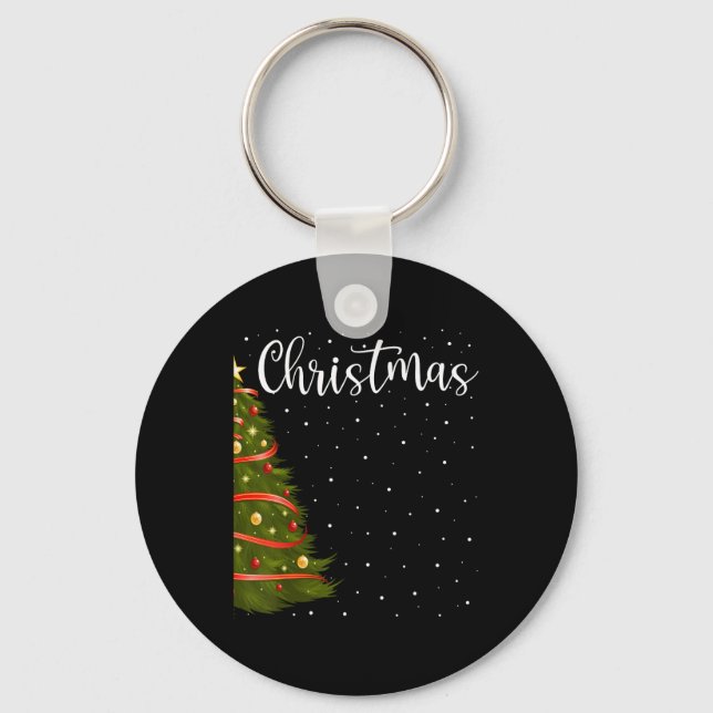 Merry Christmas Funny Christmas Tree Couples Match Key Ring (Front)