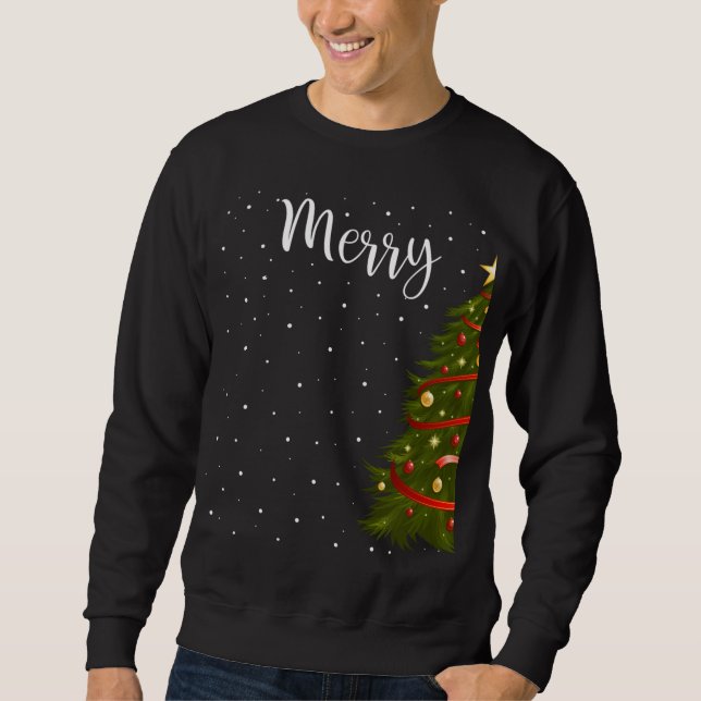 Merry Christmas Funny Christmas Tree Couples Match Sweatshirt (Front)