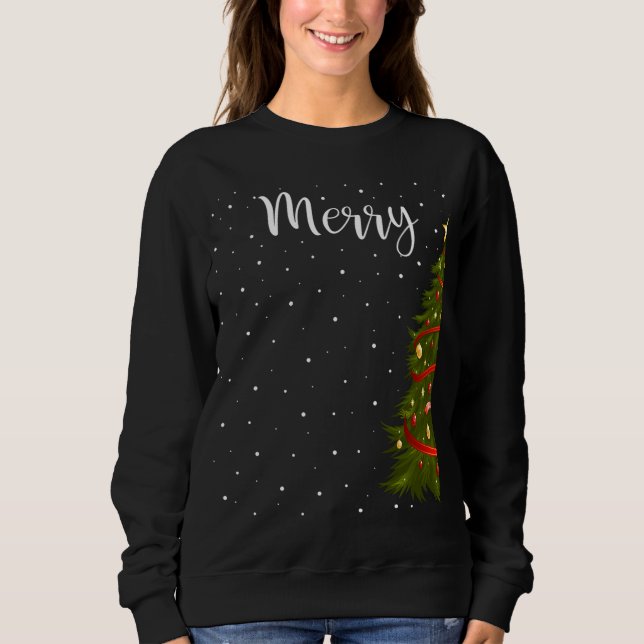Merry Christmas Funny Christmas Tree Couples Match Sweatshirt (Front)