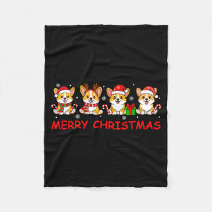 Merry Christmas Funny Corgi Xmas Cute Dogs Lovers Fleece Blanket