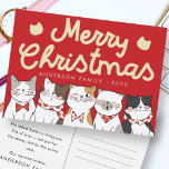 Merry Christmas Funny Cute Cats Caroling Holiday Postcard<br><div class="desc">Carol of the cats. 'Tis the season,  to be meowwy! meow meow meow meow.. meow meow meow MEOW!

Available here:
http://www.zazzle.com/selectpartysupplies</div>