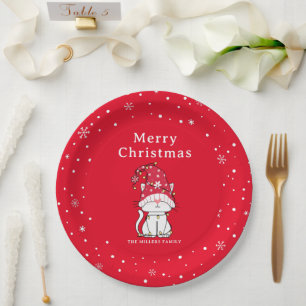 Merry Christmas Funny Cute Christmas Cat Paper Plate