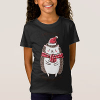Merry Christmas Funny Cute Hedgehog Santa Hat Star