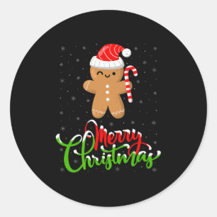 Merry Christmas Funny Gingerbread Cookie Baking Ch Classic Round Sticker