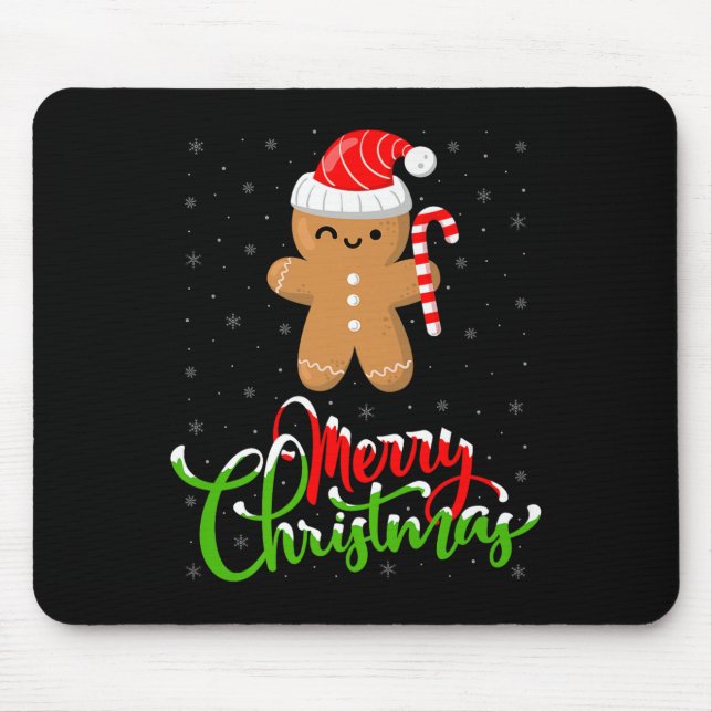 Merry Christmas Funny Gingerbread Cookie Baking Ch Mouse Pad (Front)