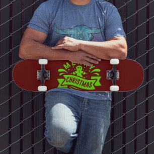 MERRY CHRISTMAS funny gingerbread man Skateboard