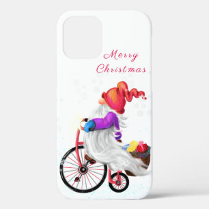 Merry Christmas - Funny Gnome with Bike and Gifts  iPhone 12 Case