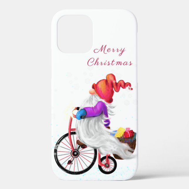 Merry Christmas - Funny Gnome with Bike and Gifts  Case-Mate iPhone Case (Back)