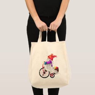Merry Christmas - Funny Gnome with Bike and Gifts  Tote Bag
