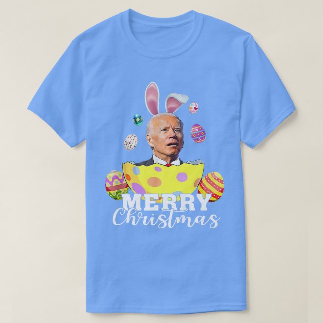 Merry Christmas Funny Joe Biden Easter Holiday Vin T-Shirt (Design Front)