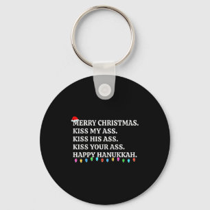 Merry Christmas Funny Kiss My Xmas Men & Women Key Ring