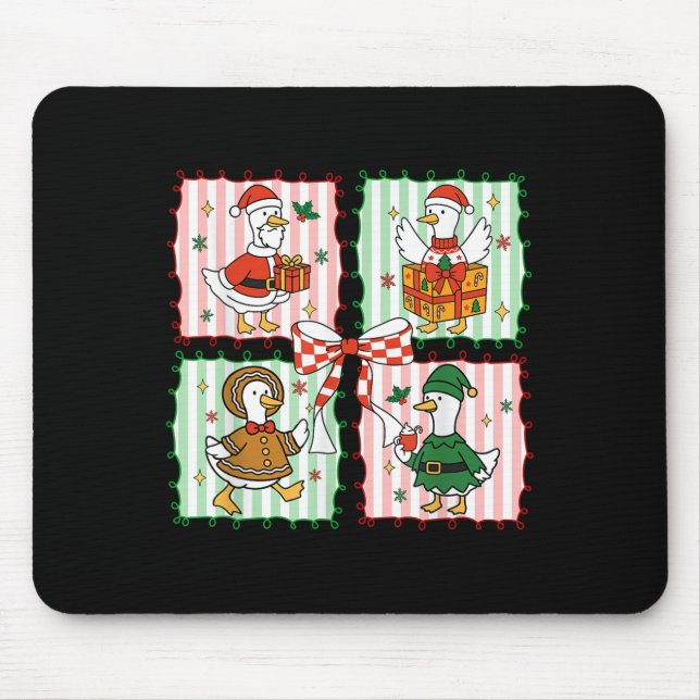 Merry Christmas Funny Merry Goosemas Christmas Sil Mouse Pad (Front)