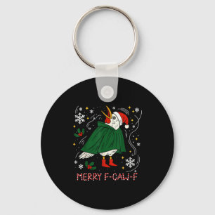 Merry Christmas Funny Raven Bird F-caw-f Xmas Holi Key Ring