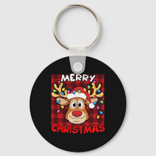 Merry Christmas Funny Reindeer Xmas Family Key Ring