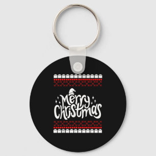 Merry Christmas Funny Retro Gamer Xel Arcade Humor Key Ring