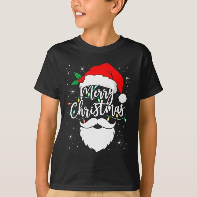 Merry Christmas Funny Santa Claus Hat And Beard Xm T-Shirt (Front)