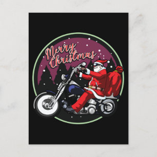 Merry Christmas Funny Santa Rides Motorcycle Gifts Postcard