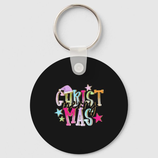 Merry Christmas Funny Santa Squad Pyjamas Xmas Hol Key Ring (Front)