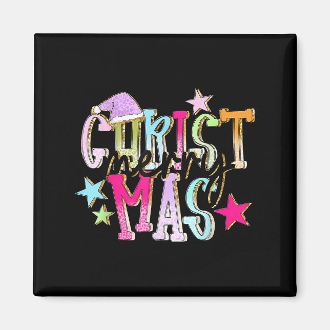 Merry Christmas Funny Santa Squad Pyjamas Xmas Hol Magnet (Front)