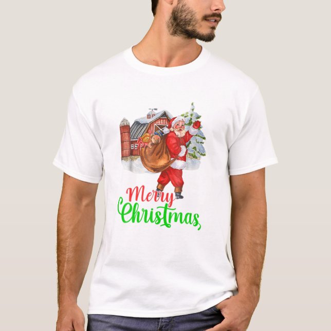 Merry Christmas Funny Santa T-Shirt (Front)